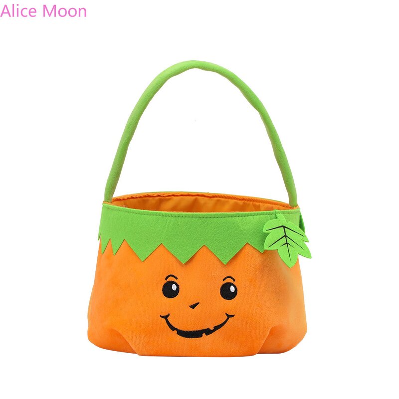 Velvet Halloween Basket Manufacturer - OEM/ODM Cute Pumpkin Face Embroidery Basket