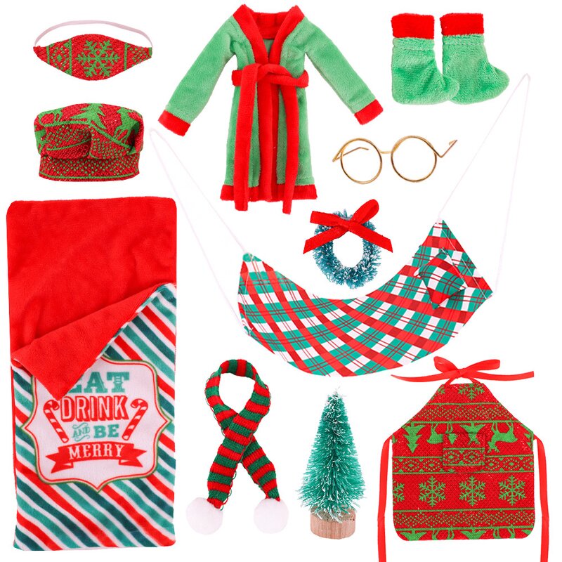 Doll Clothing Factory - OEM/ODM Cute Plaid Christmas Elf Doll Pajamas Set