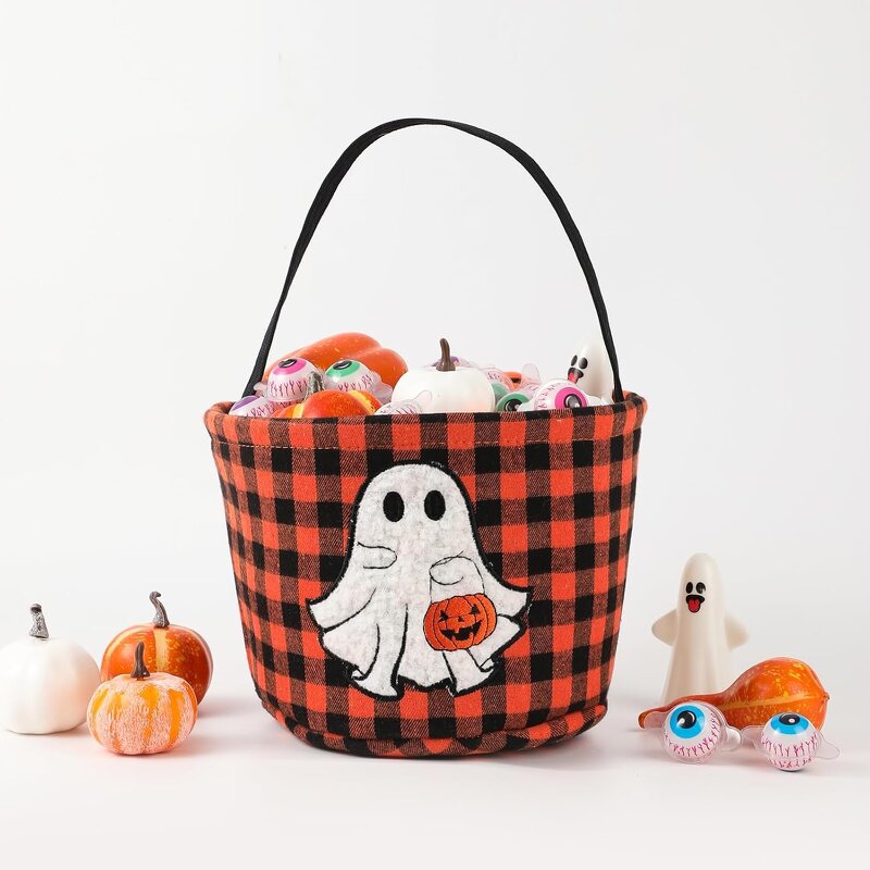 Halloween Bucket Factory - OEM/ODM New Fancy Plaid Print Trick or Treat Basket