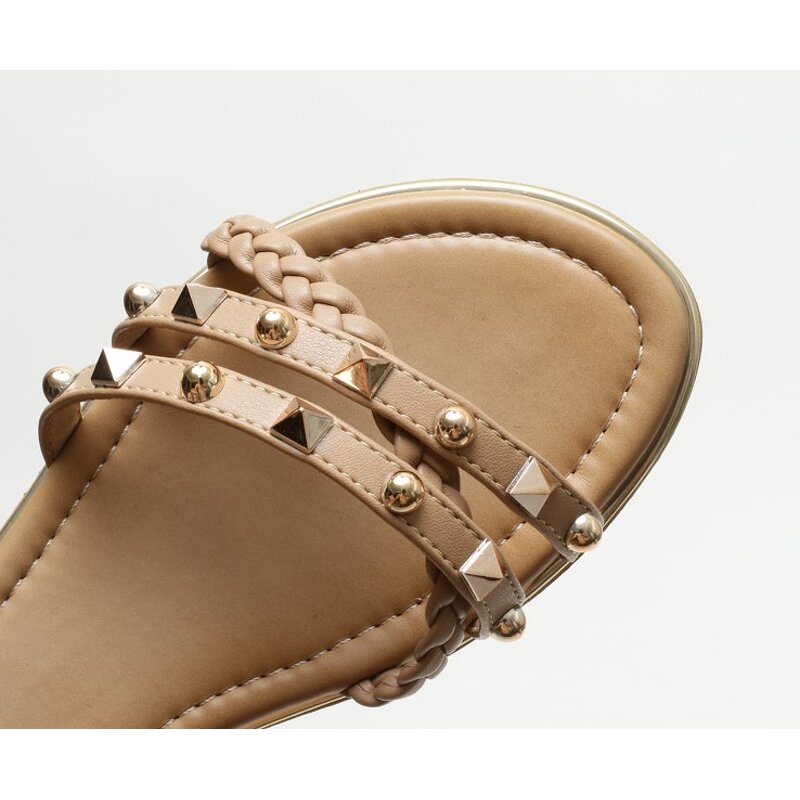 Flat Sandals Manufacturer - OEM/ODM Retro Ethnic Rivet Weaving Open Toe