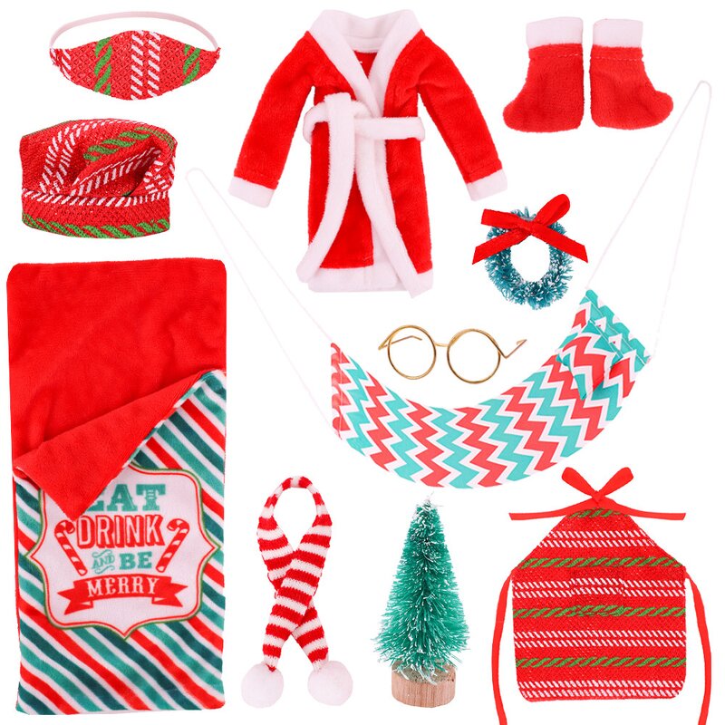 Doll Clothing Factory - OEM/ODM Cute Plaid Christmas Elf Doll Pajamas Set