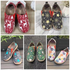 Canvas Shoes Manufacturer - OEM/ODM Christmas Santa Deer Print Loafers Sneakers