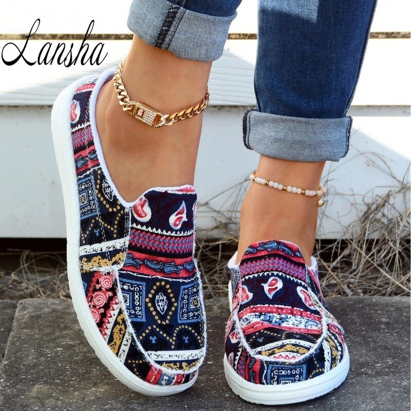 Boat Shoes Factory - OEM/ODM Bohemia Floral Print Slip-on Soft TPR Sole