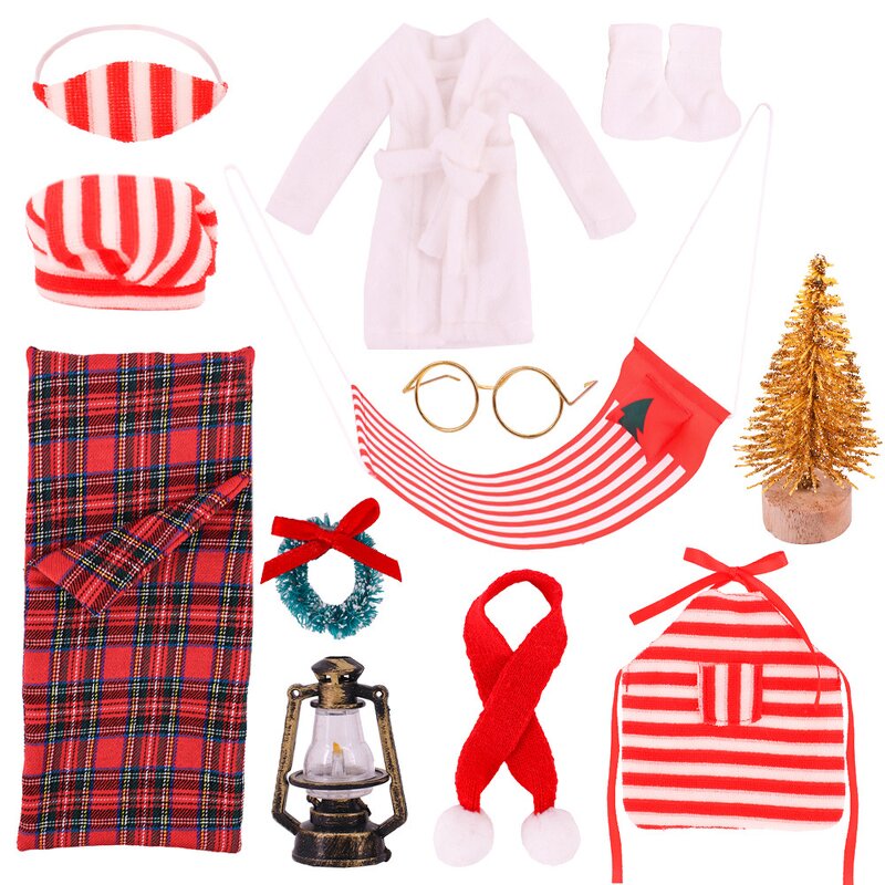 Doll Clothing Factory - OEM/ODM Cute Plaid Christmas Elf Doll Pajamas Set