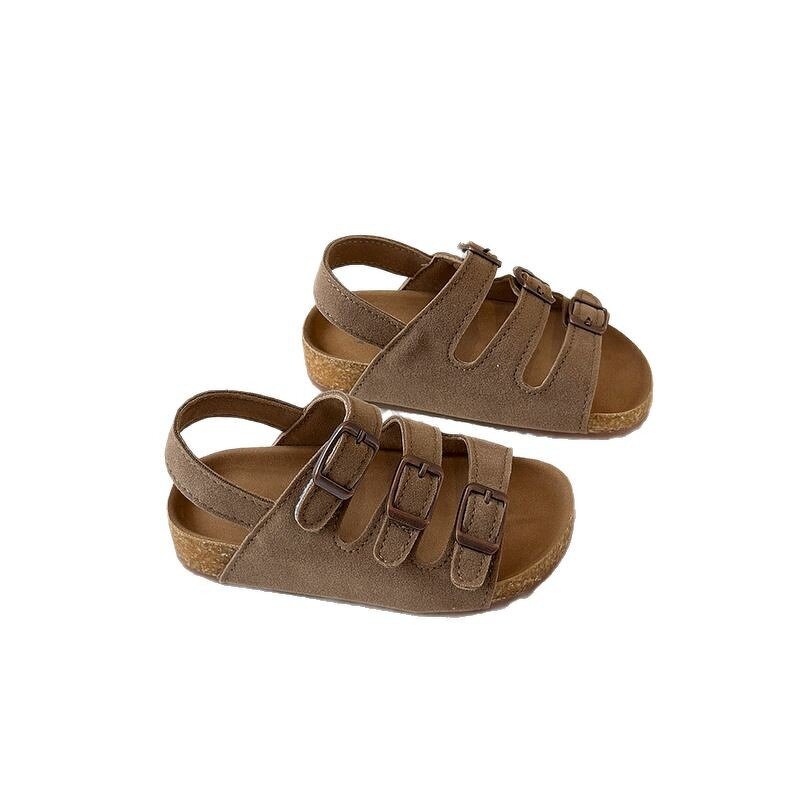 Cork Sandals Manufacturer - OEM/ODM Retro Suede Leather Triple Buckle Slides