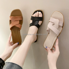 Flat Slippers Manufacturer - OEM/ODM Wholesale Faux PU Leather Summer Sandals