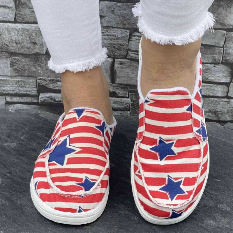 Canvas Sneakers Manufacturer - OEM/ODM United States Strip Star Printed Flat