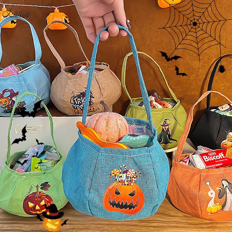 Tote Bucket Bag Manufacturer - OEM/ODM Small Size Witch Pumpkin Print Basket