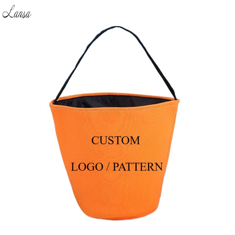Halloween Basket Manufacturer - OEM/ODM CUSTOM LOGO BLANK Canvas Pumpkin Gift Bag