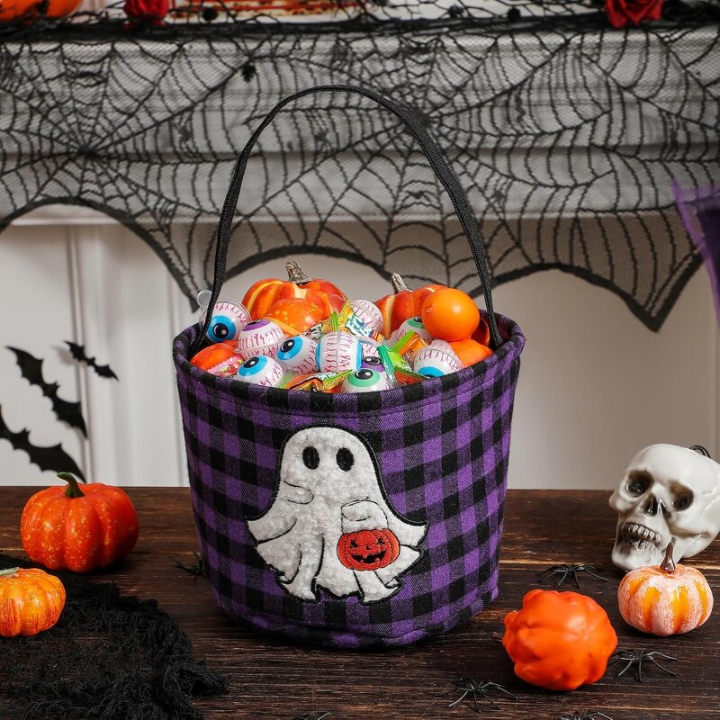Halloween Bucket Factory - OEM/ODM New Fancy Plaid Print Trick or Treat Basket
