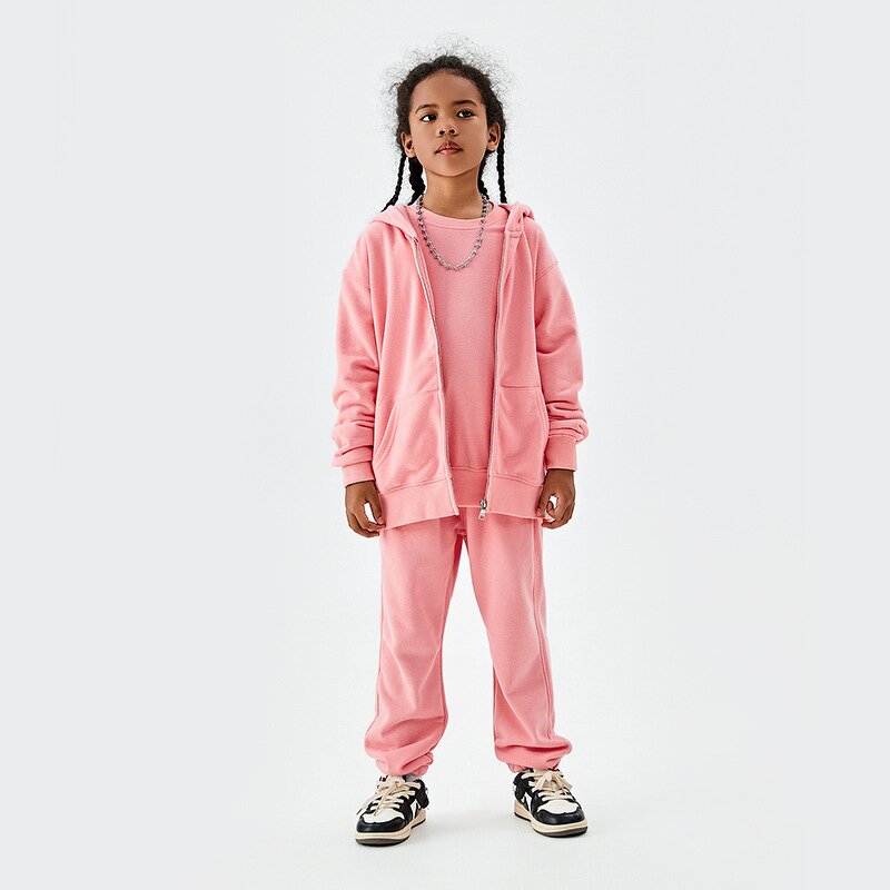 Children Clothing Manufacturer - OEM/ODM Custom Logo Cotton Zipper Fleece Set