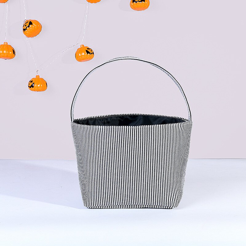 Seersucker Bucket Manufacturer - OEM/ODM Orange White Strip Print Holiday Decorative Bag