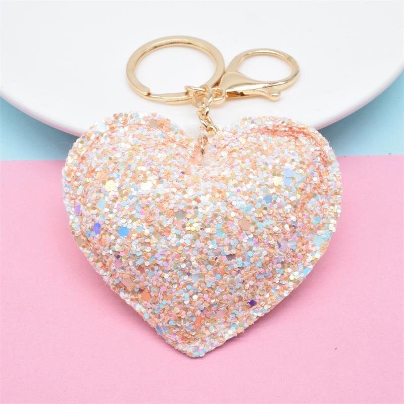Key Chain Manufacturer - OEM/ODM Custom PU Leather Sequin Love Keychain