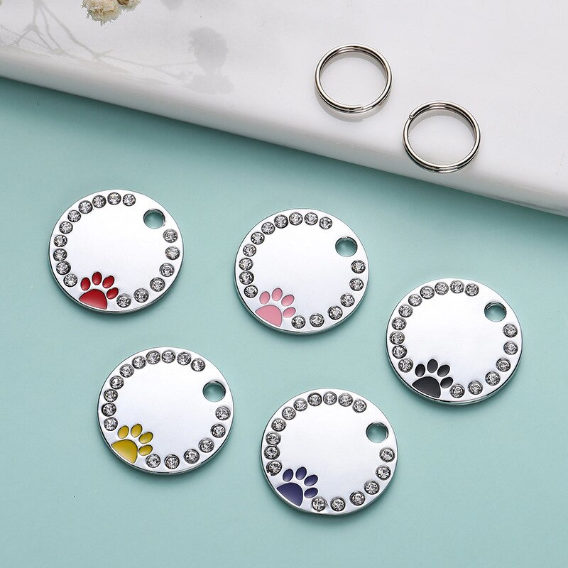 Dog Tag Manufacturer - OEM/ODM Custom Round Diamond Studded Pet Tag