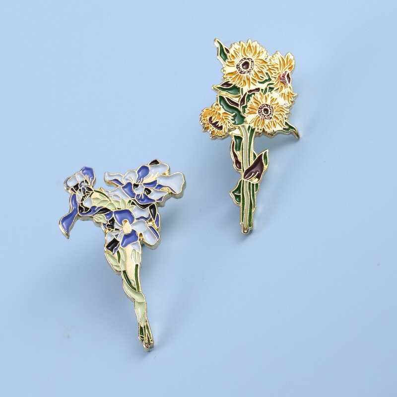 Brooch Manufacturer - OEM/ODM Custom Sunflower Iris Flower Brooch Pin