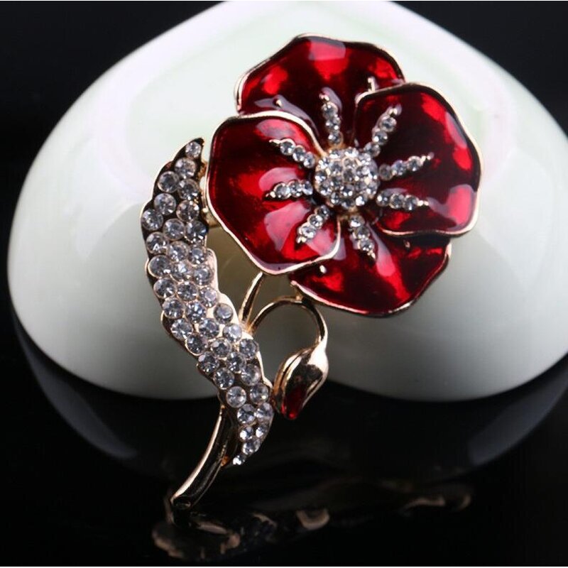 Brooch Manufacturer - OEM/ODM Custom Red Poppy Flower Brooch Pin