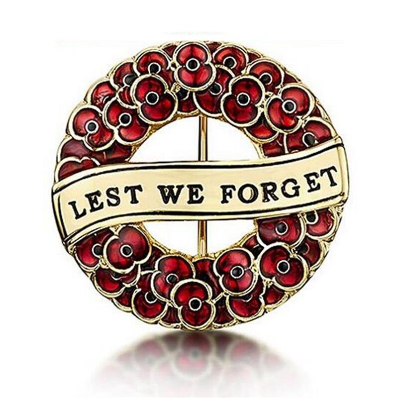 Brooch Manufacturer - OEM/ODM Custom Deep Red Poppy Wreath Brooch