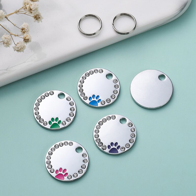 Dog Tag Manufacturer - OEM/ODM Custom Round Diamond Studded Pet Tag