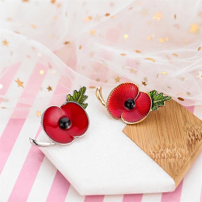 Brooch Manufacturer - OEM/ODM Custom Zinc Alloy Poppy Flower Brooch