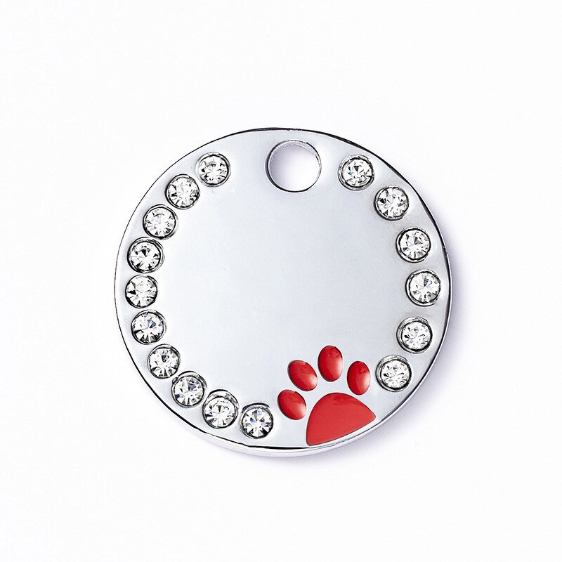 Dog Tag Manufacturer - OEM/ODM Custom Round Diamond Studded Pet Tag