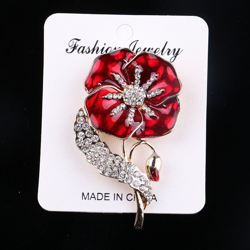 Brooch Manufacturer - OEM/ODM Custom Red Poppy Flower Brooch Pin