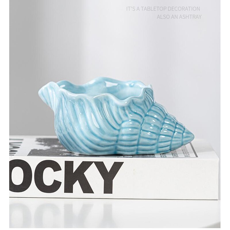 Ceramic Ashtray Manufacturer - OEM/ODM Custom Blue White Shell Cigar Ashtray