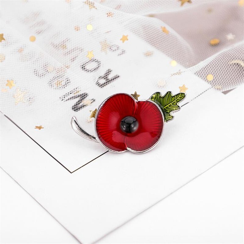 Brooch Manufacturer - OEM/ODM Custom Zinc Alloy Poppy Flower Brooch