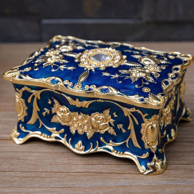 Jewelry Box Manufacturer - OEM/ODM Custom Gold Blue Red Diamond Inlaid Box