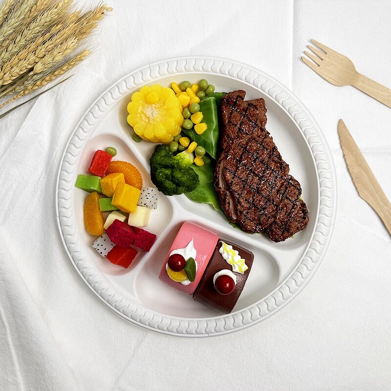 Biodegradable Food Plate Supplier - Custom 10 Inch 3 Compartment