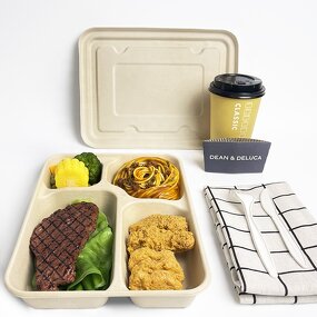 Sugarcane Tray Factory - Custom 4 Compartments with Lid OEM