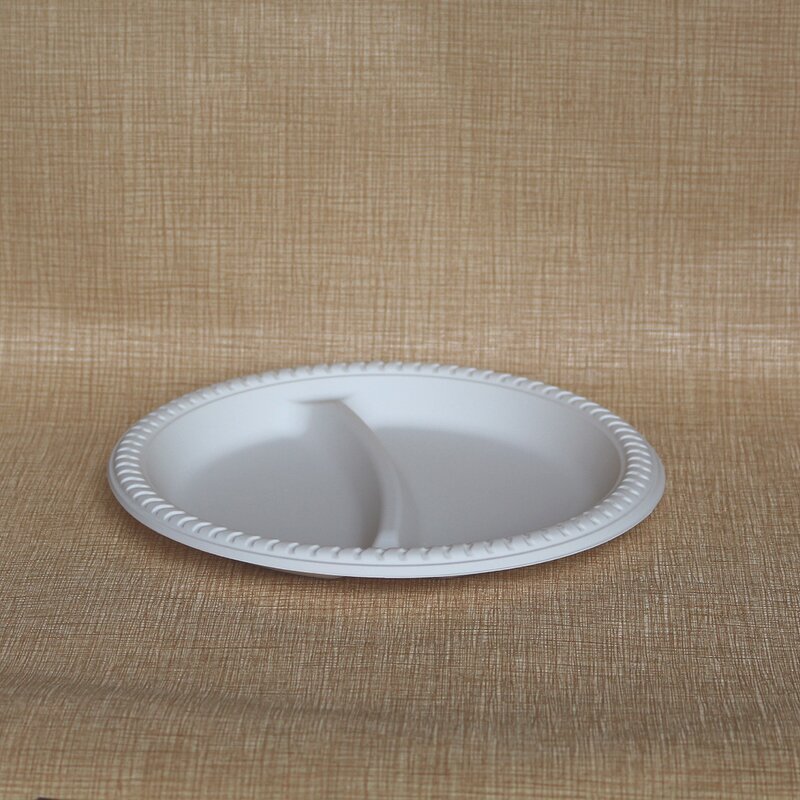 Cornstarch Food Plate Factory - Custom 8 Inch 2 Compartment OEM
