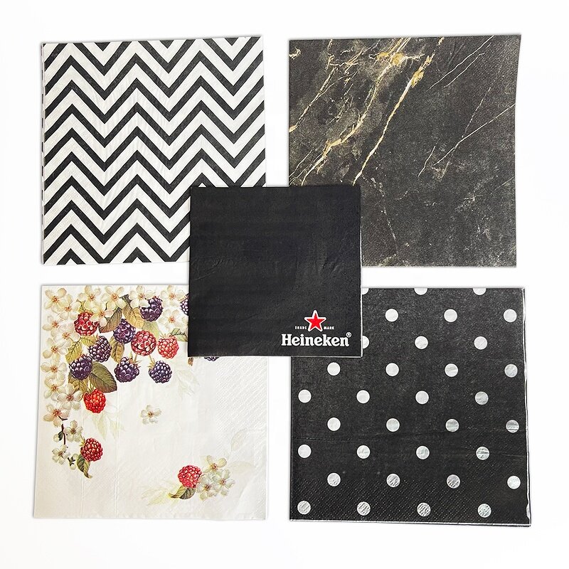 Bamboo Fiber Napkin Supplier - Custom Stripe Cocktail Serviette