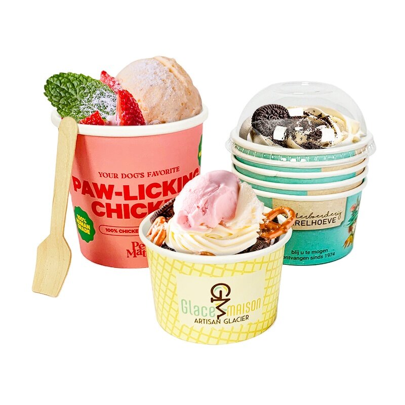 Paper Ice Cream Cup Factory - Custom 1-18oz with Lid OEM