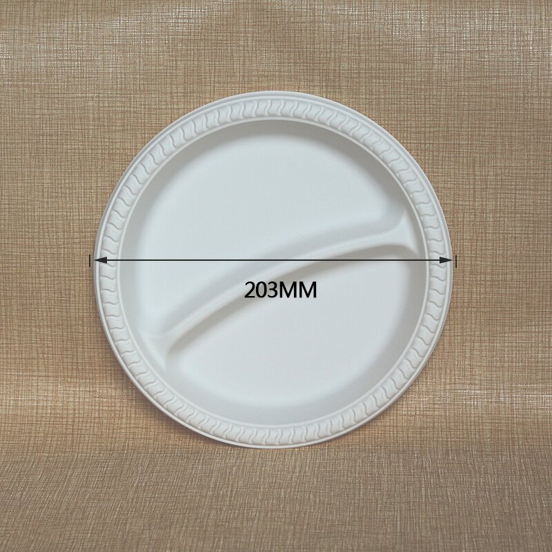 Cornstarch Food Plate Factory - Custom 8 Inch 2 Compartment OEM