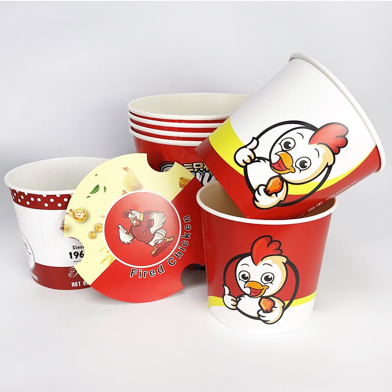 Popcorn Paper Box Supplier - Custom Red White Striped Bucket