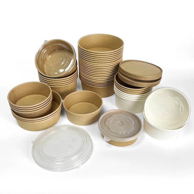 Kraft Salad Bowl Factory - Custom with PET Lid OEM