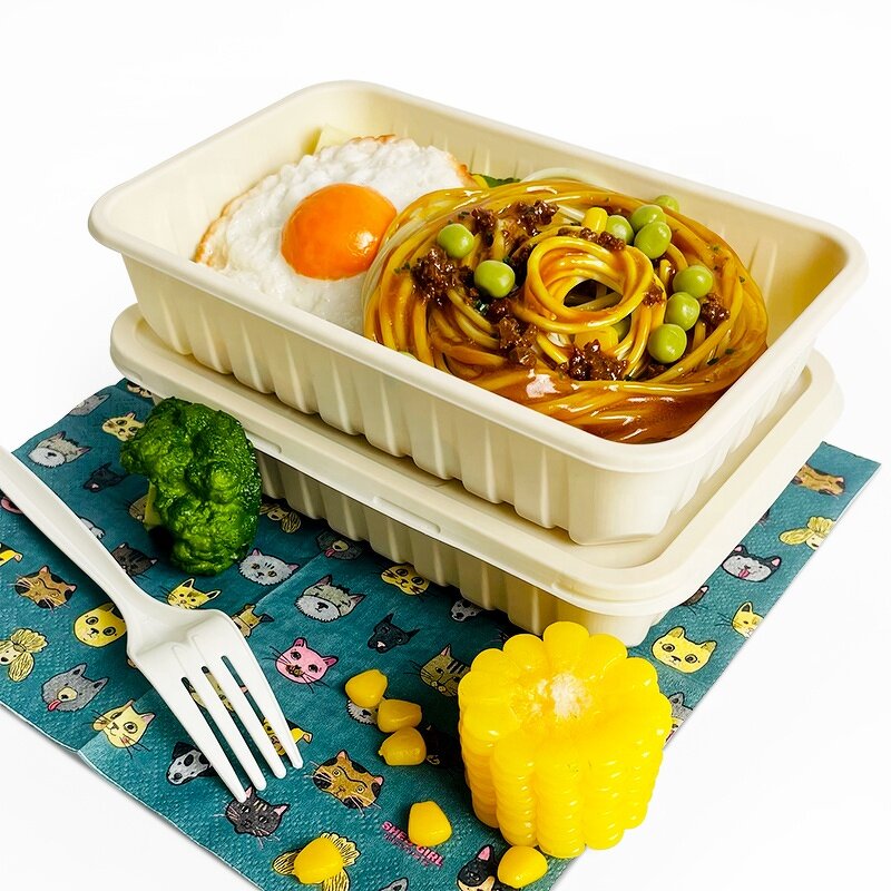 Corn Starch Food Container Factory - Custom Beige Color Takeaway