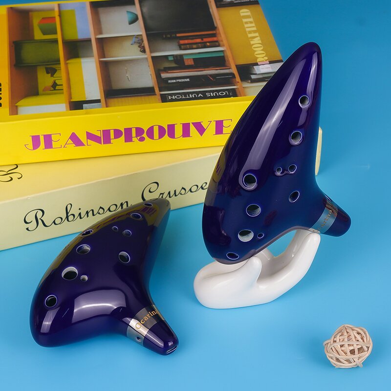 Ocarina Manufacturer - OEM/ODM Blue Ceramic 12 Hole Alto C Music Instrument