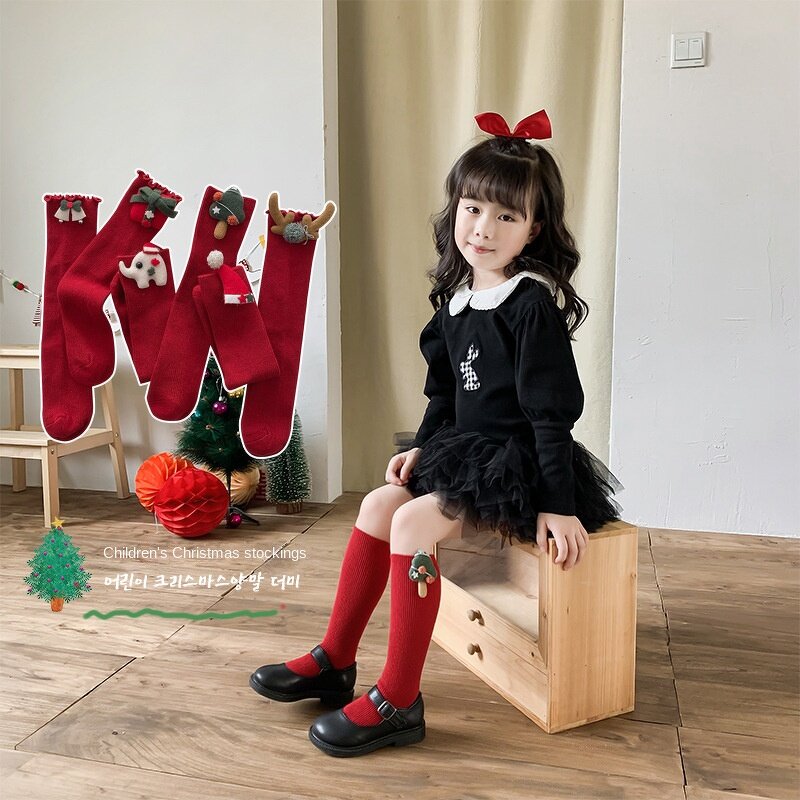 Girls Socks Supplier - Christmas Calf Socks OEM