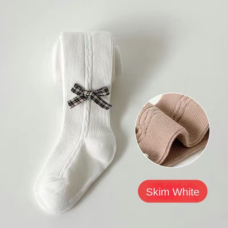 Girls' Socks Factory - Plaid Bow Twist Hosiery