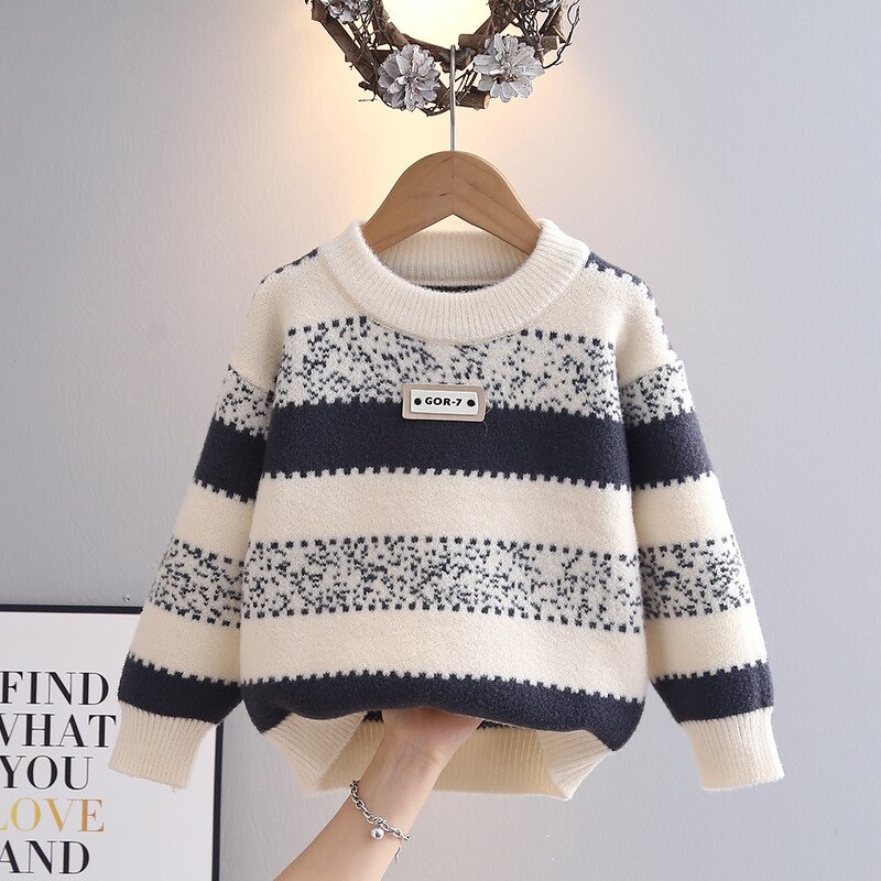Boys Sweater Supplier - Custom Velvet Pullover OEM