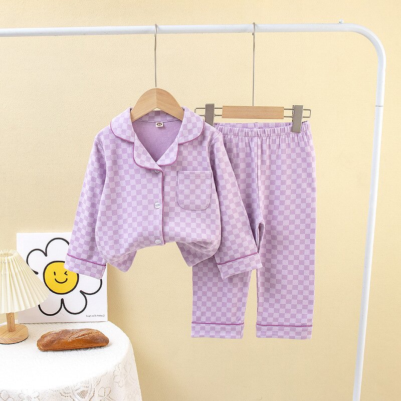 Children's Pajamas Factory - Custom Plaid Cardigan Set