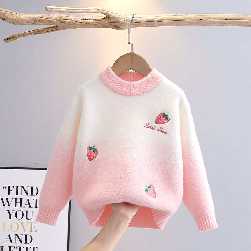 Girls Sweater Factory - Custom Strawberry Embroidery OEM