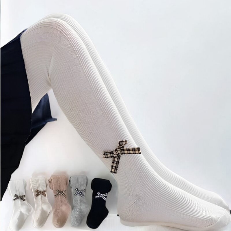 Girls' Socks Factory - Plaid Bow Twist Hosiery