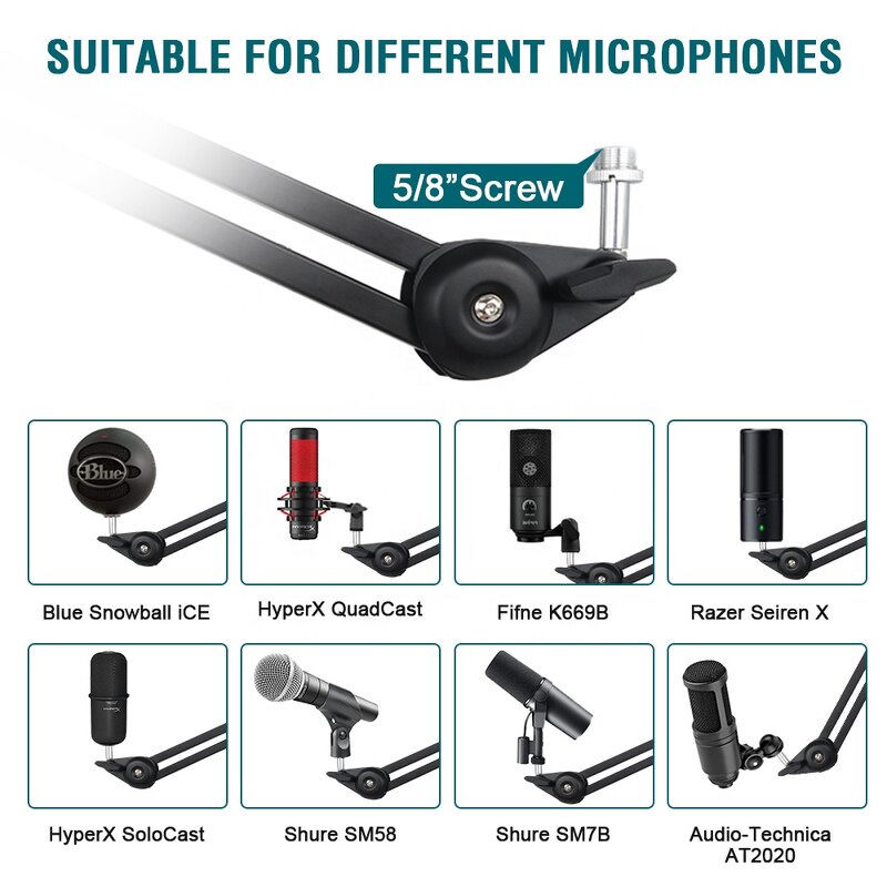 Microphone Stand Manufacturer - OEM/ODM Adjustable Aluminium Arm Desk Stand