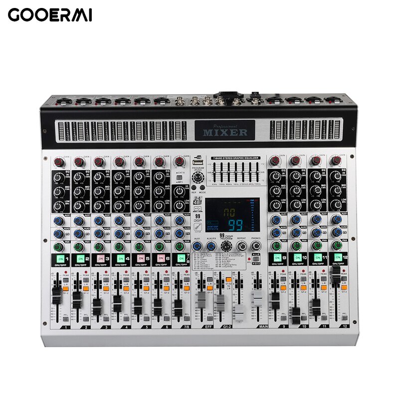 DJ Audio Mixer Manufacturer - OEM/ODM 12 Channel Mixing Console DSP Effects