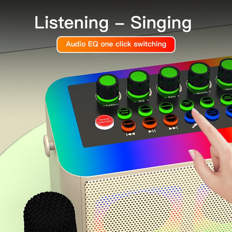 Karaoke Machine Manufacturer - OEM/ODM BT RGB Sound Card with Microphones