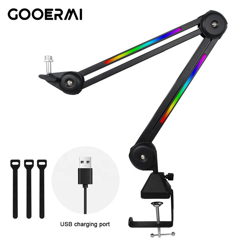 Microphone Stand Manufacturer - OEM/ODM Metal Desk Stand with Colorful Light Arm