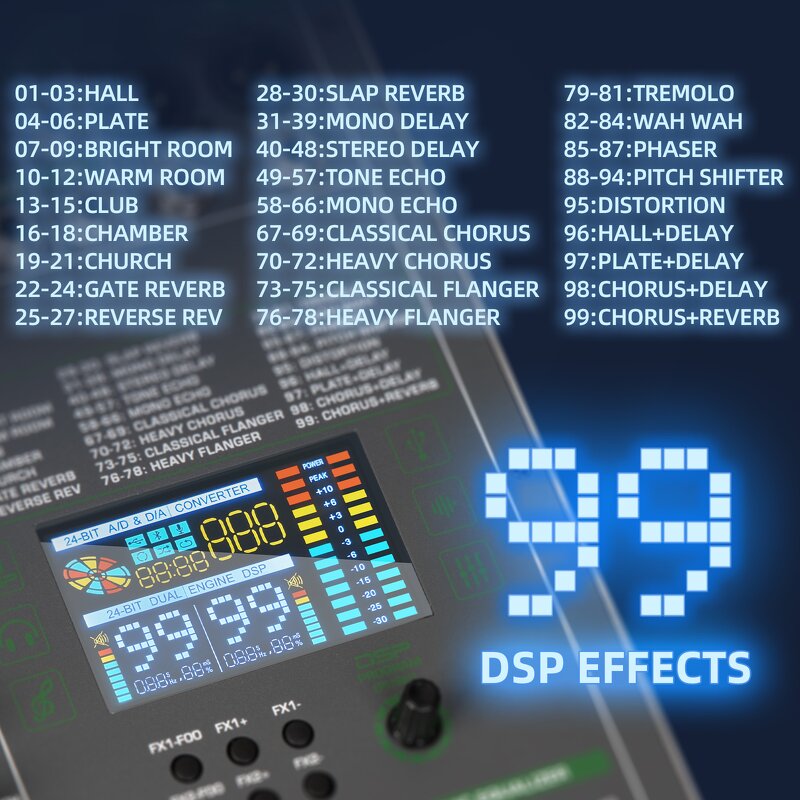 DJ Mixer Manufacturer - OEM/ODM 18 Channel DSP Effects Audio Console