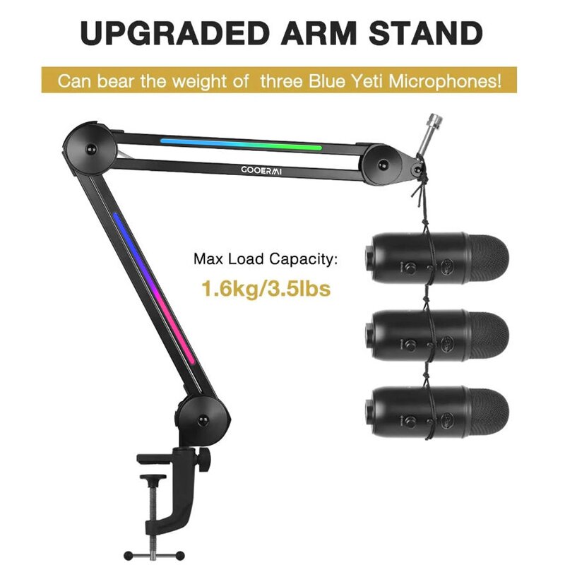Microphone Stand Manufacturer - OEM/ODM RGB Rotatable Metal Desktop Stand